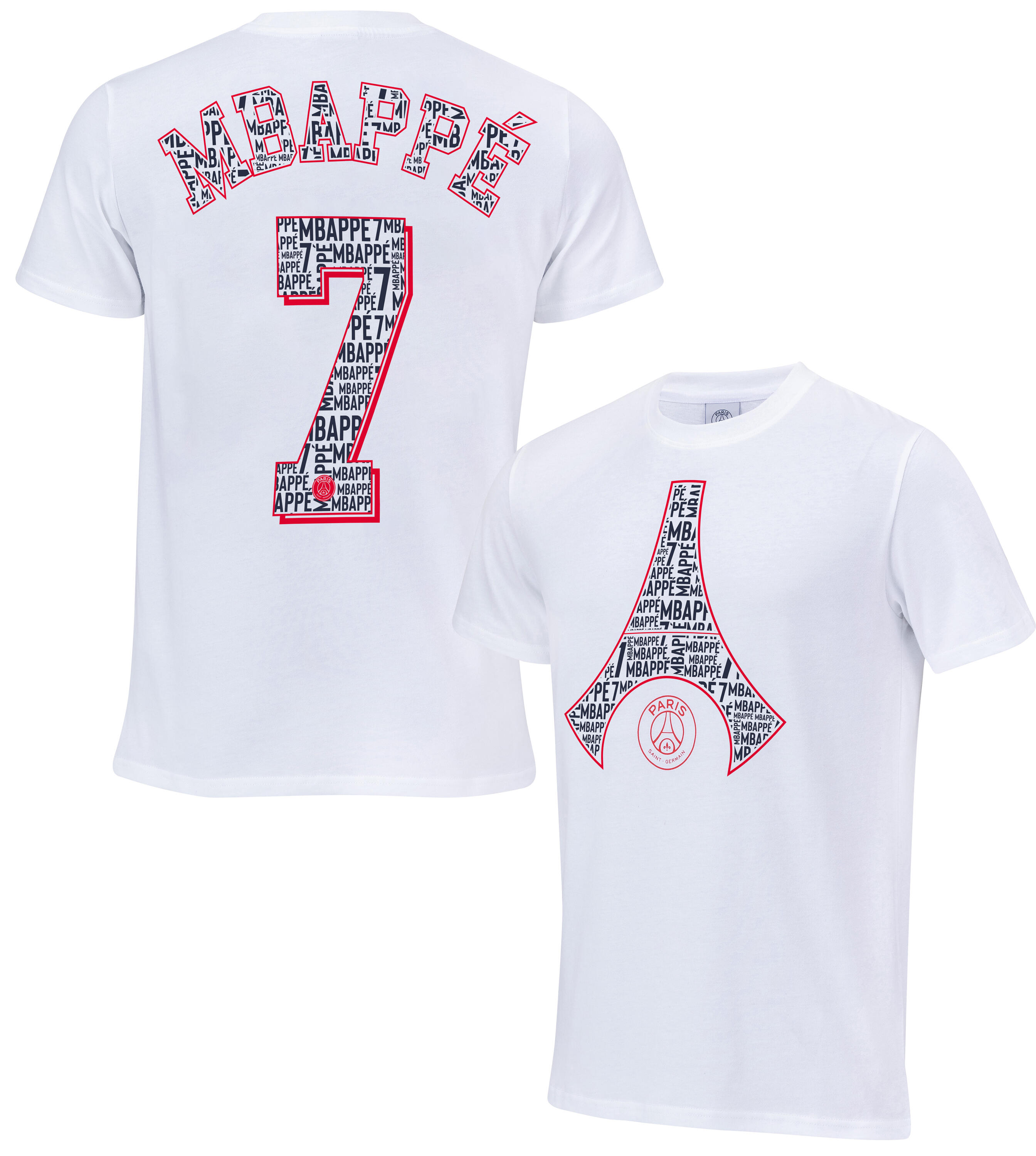 T-shirt PSG Kylian Mbappé – Collection Officielle Paris Saint-Germain, Coton, Tailles S à XXL Adultes Et 4 à 14 Ans Enfants