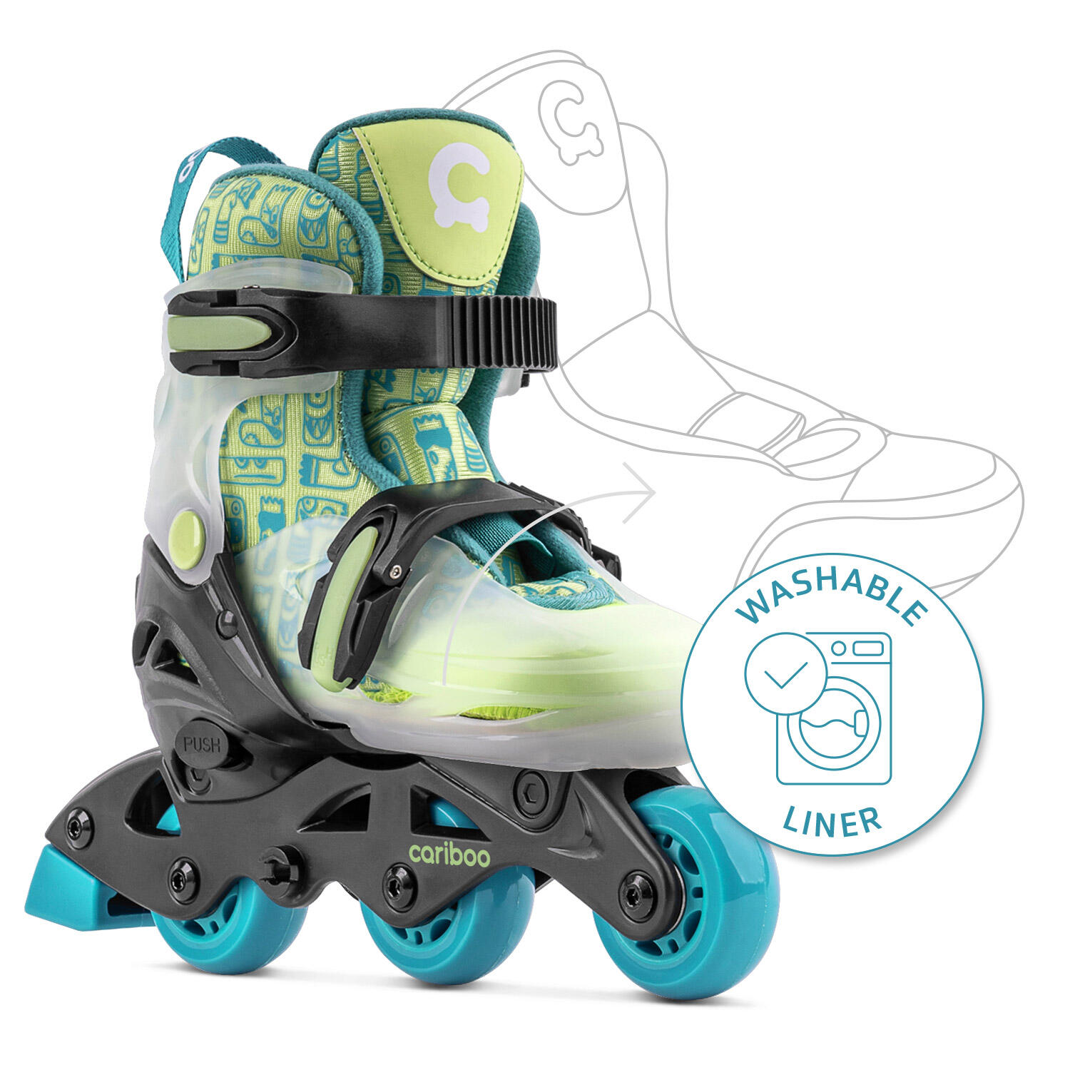 Patins ajustáveis Cariboo Step 1 para crianças - para aprender a patinar,  verde 3/7