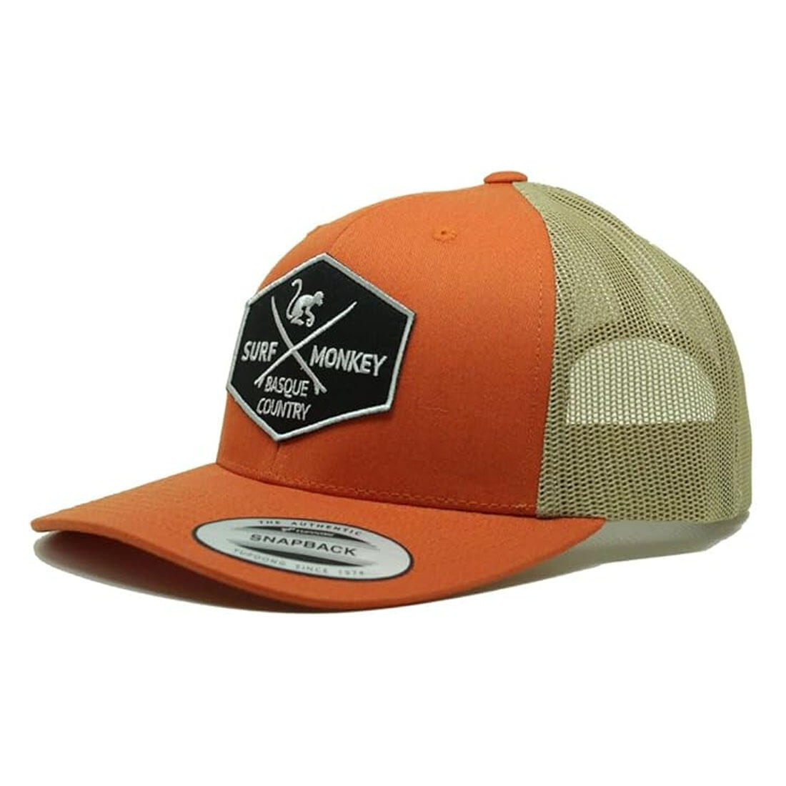 Boné Trucker - 6 Painéis / Adulto / Tamanho Único (Laranja/Bege)