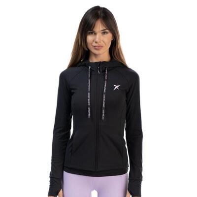 Damen Sweatshirt mit Kapuze und Frontreißverschluss - Dalia, schwarz