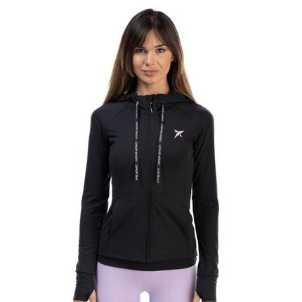 Damen Sweatshirt mit Kapuze und Frontreißverschluss - Dalia, schwarz