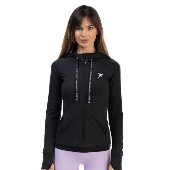 Damen Sweatshirt mit Kapuze und Frontreißverschluss - Dalia, schwarz