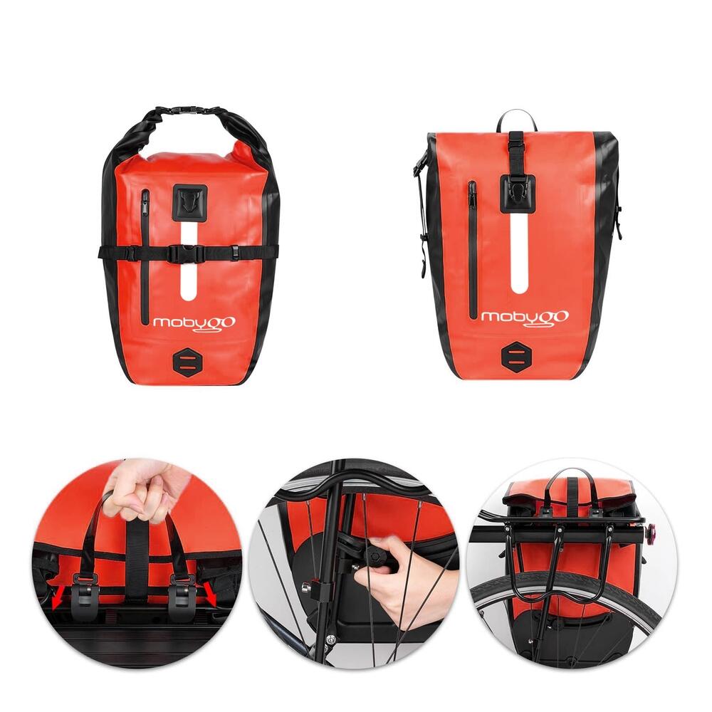 Wasserdichte Fahrradtasche MOBYGO CB25L, rot 6/7
