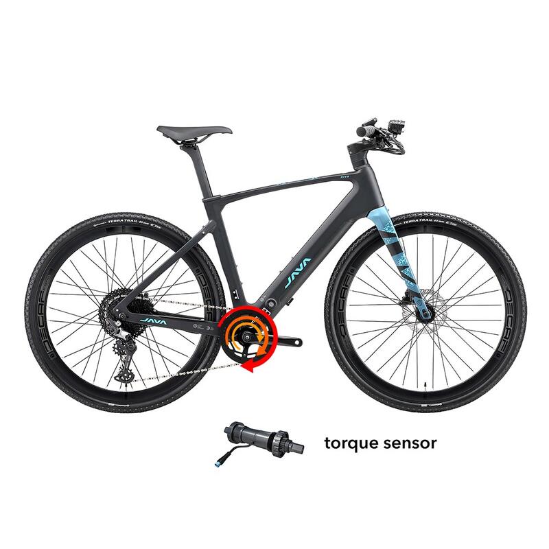 Vélo électrique Riva Carbon JAVA , noir-bleu
