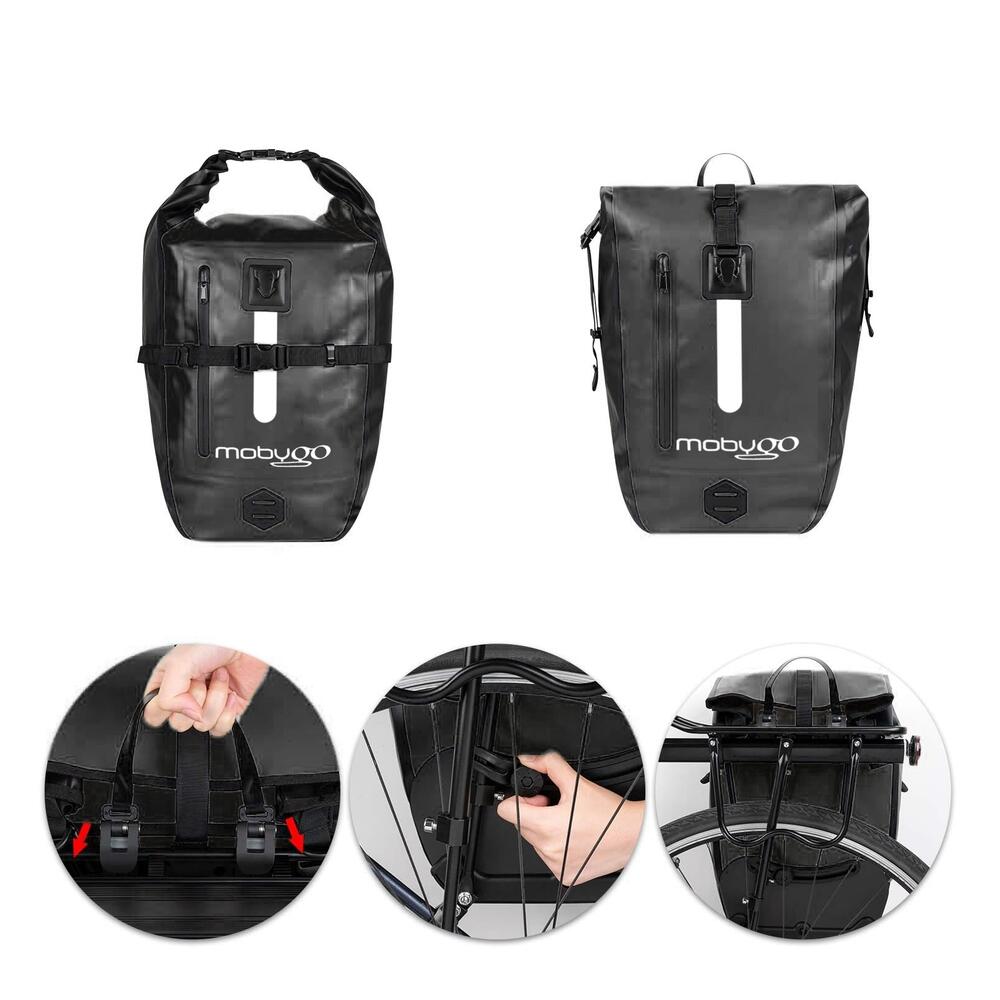 Wasserdichte Fahrradtasche MOBYGO CB25L, schwarz 5/7
