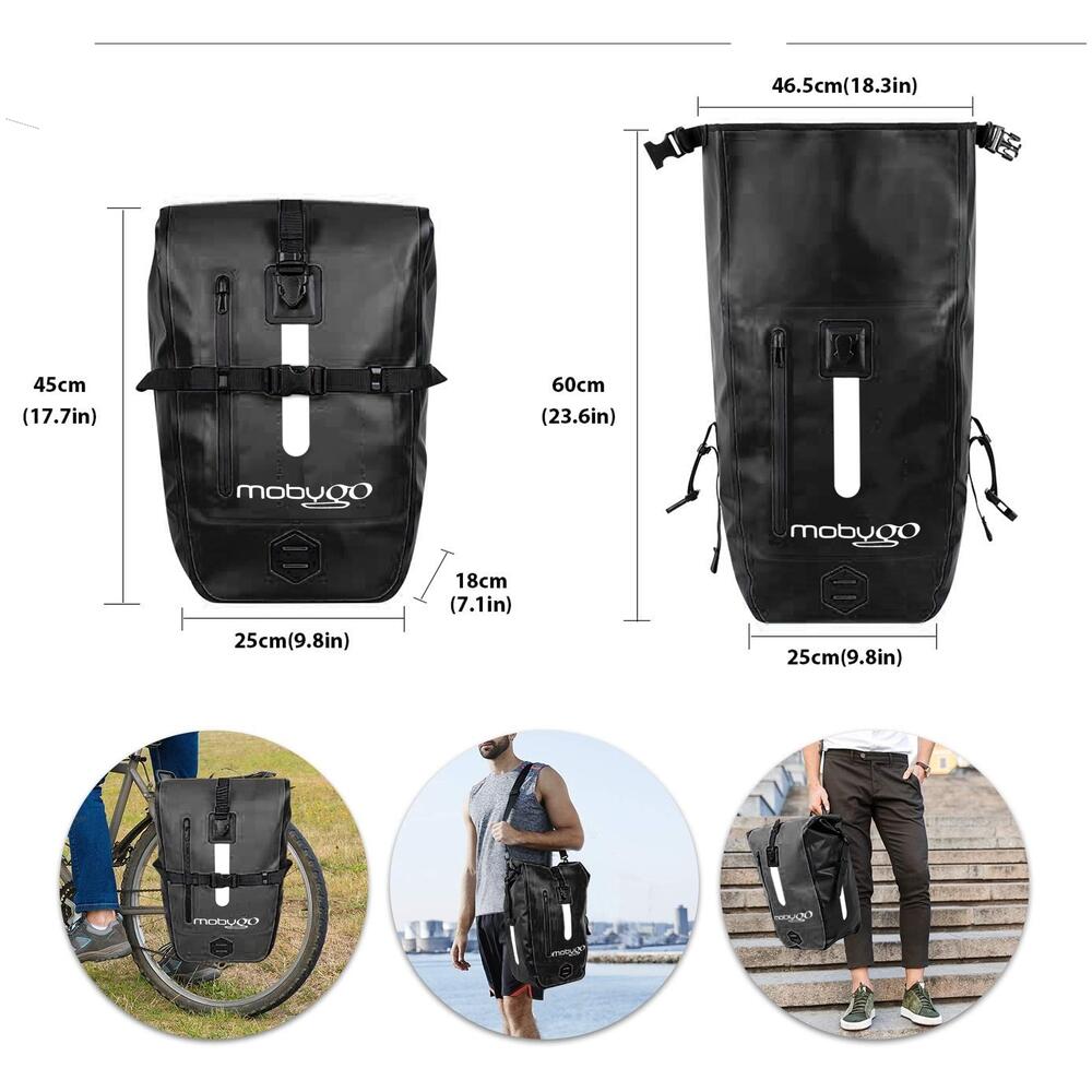 Wasserdichte Fahrradtasche MOBYGO CB25L, schwarz 4/7