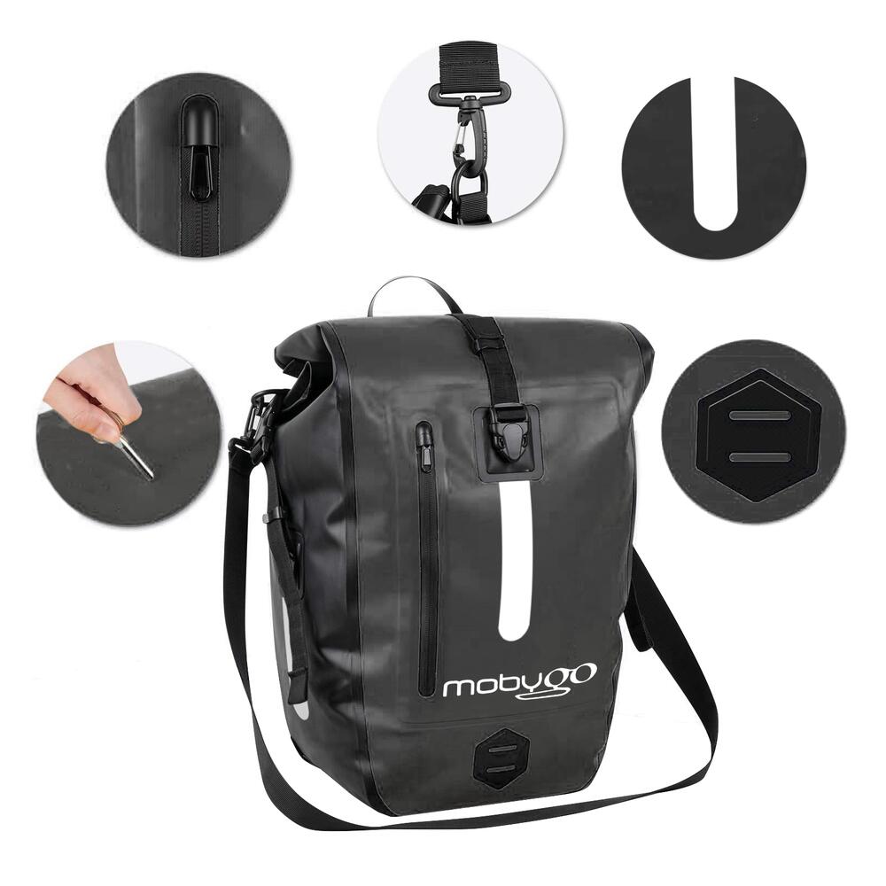 Wasserdichte Fahrradtasche MOBYGO CB25L, schwarz 6/7