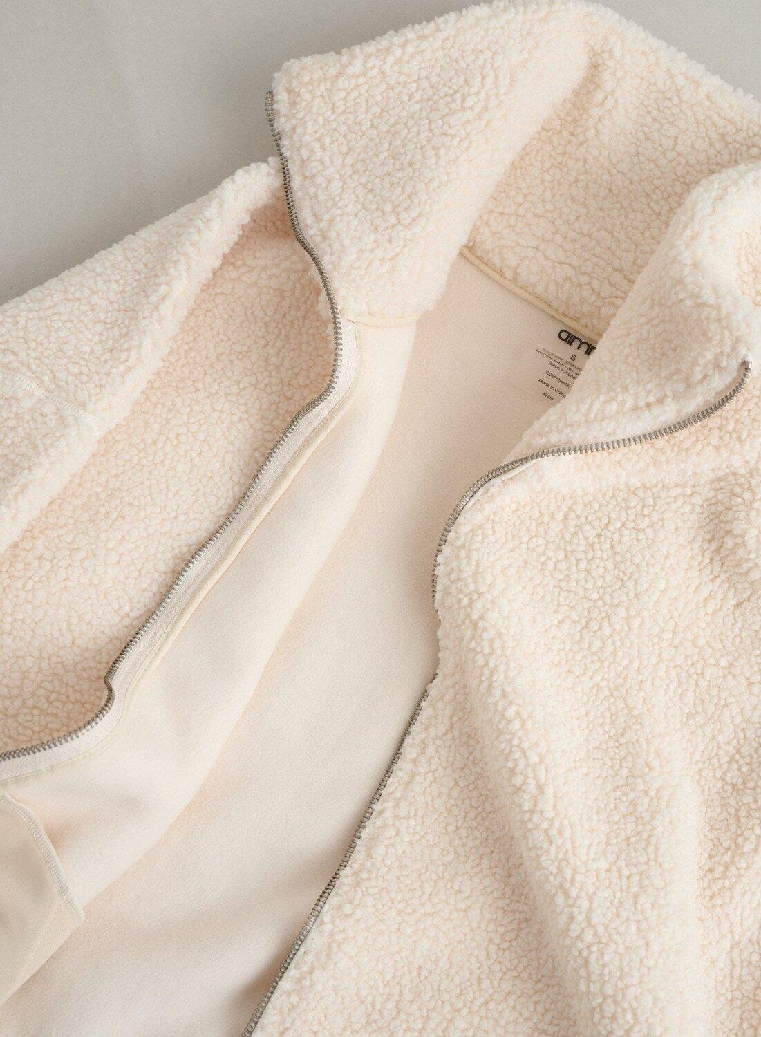 Donna Giacca Teddy in Pile Bianco Mandorla 6/7