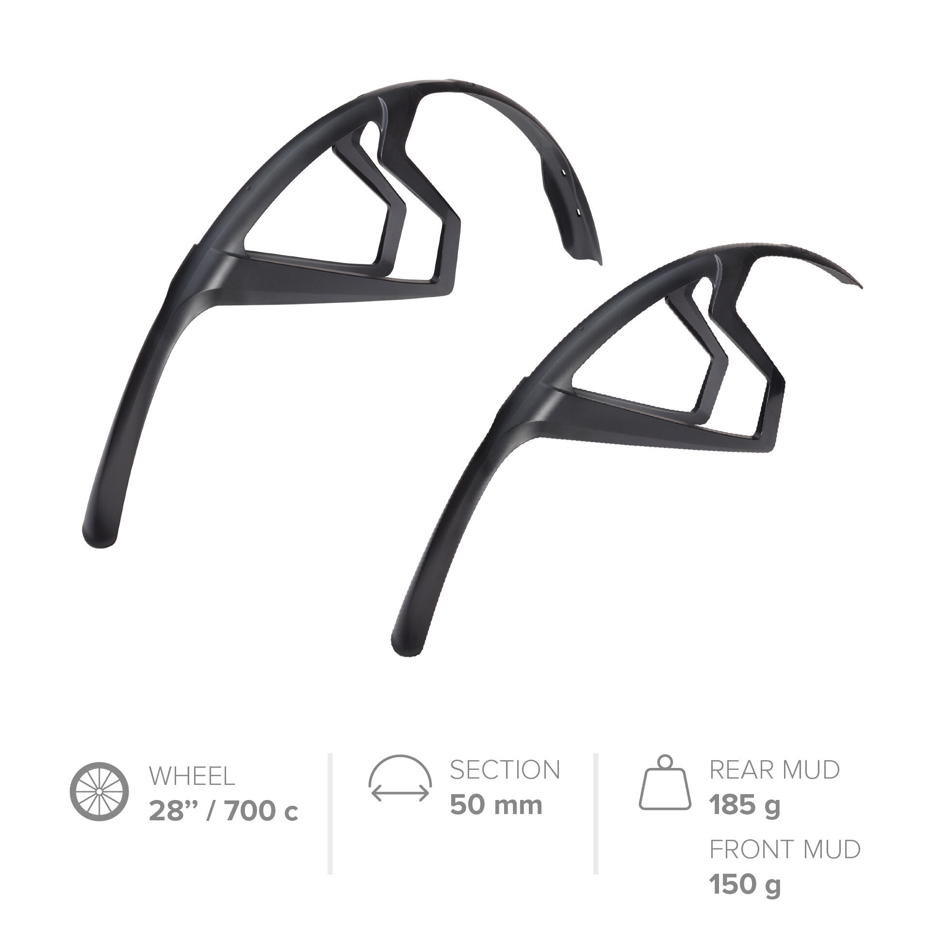 Polisport G-MUD Spatbordset 28 inch 50mm Zwart 5/7