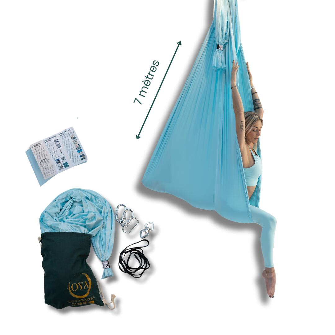Oya Yoga - Kit Complet Hamac Aérien 7m Bleu Nuage - Balançoire - Bleu - 7 M - Decathlon