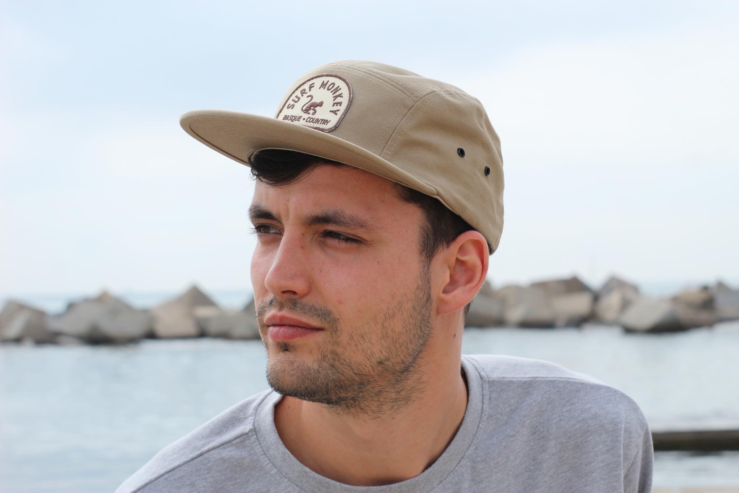 Casquette 5 panneaux - Visière plate - Jockey / Taille unique (Beige) 3/5
