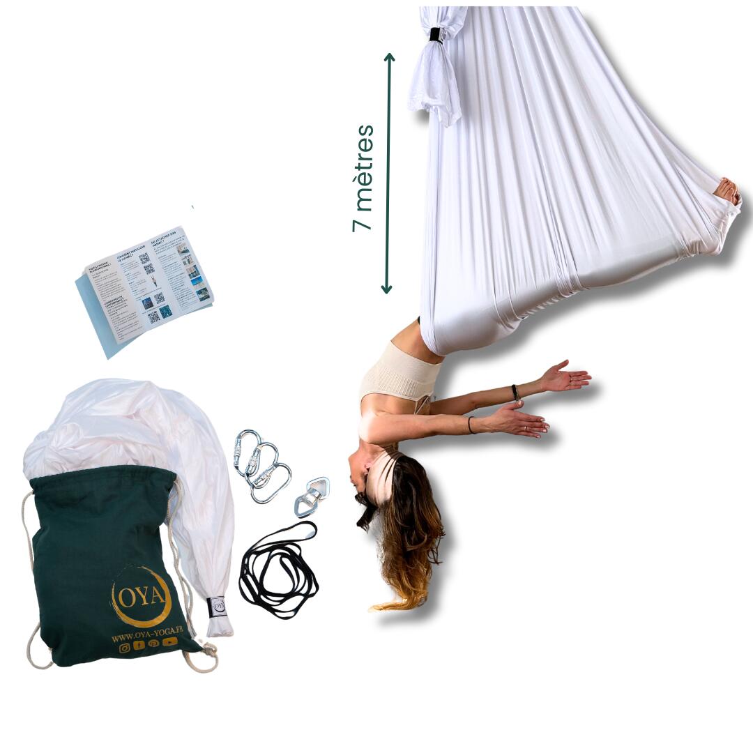 Oya Yoga - Kit Complet Hamac Aérien 7m Blanc Neige - Balançoire - Blanc - 7 M - Decathlon