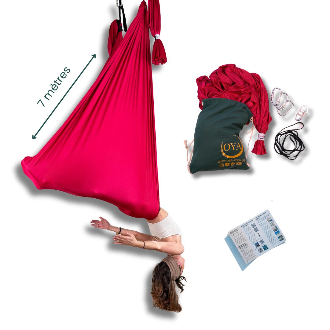 Oya Yoga - Kit Complet Hamac Aérien 7m Framboise - Balançoire - Rose|rouge - 7 M - Decathlon