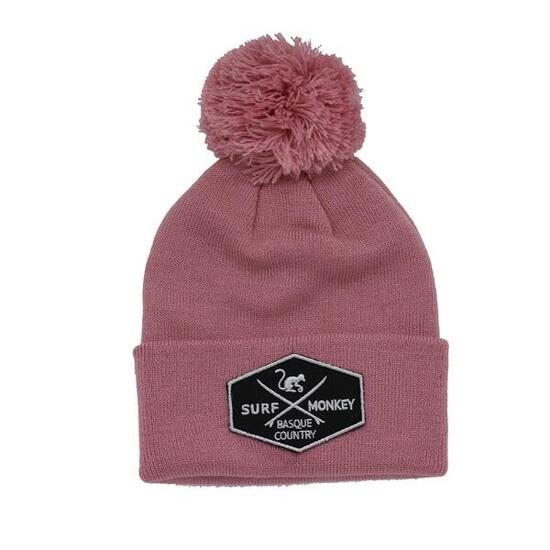 Beanie-Mütze für Jungen/Mädchen – Einheitsgröße – mit Bommel (Pink)