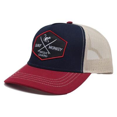 Cappellino Trucker - 5 Pannelli / Adulto / Taglia Unica (Rosso/Bianco)