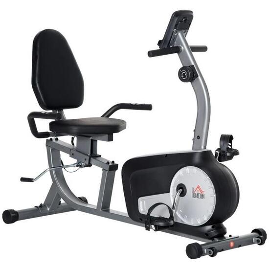 HOMCOM Cyclette Recumbent a 8 Resistenze con Schermo LCD e Seduta Regolabile