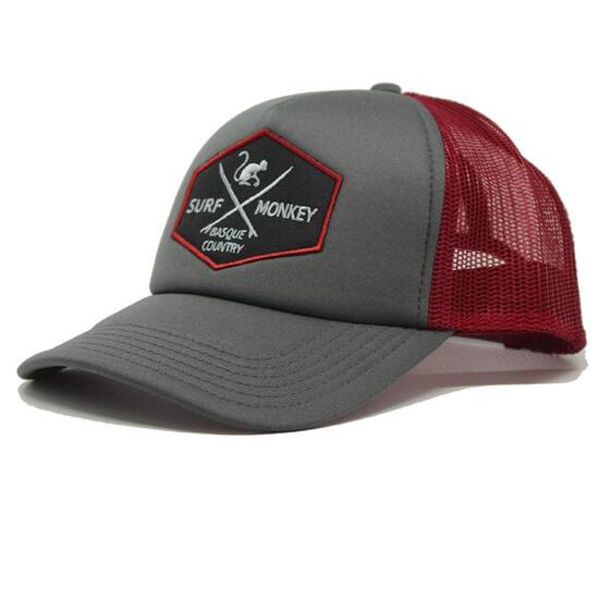 Cappello Trucker - Imbottito / Adulti / Taglia unica (Grigio/Rosso)
