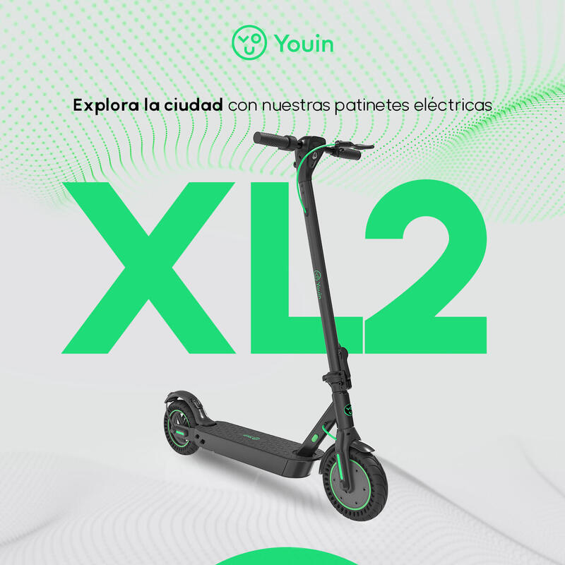 YOUIN XL2 Patinete Eléctrico, Ruedas 10", Frenos Disco, Suspensión, Pantalla