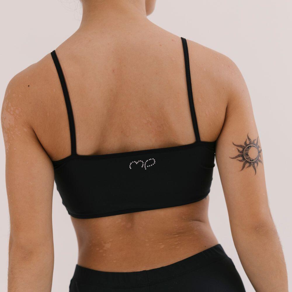 Top de Gymnastique Basic Noir Femme 3/4
