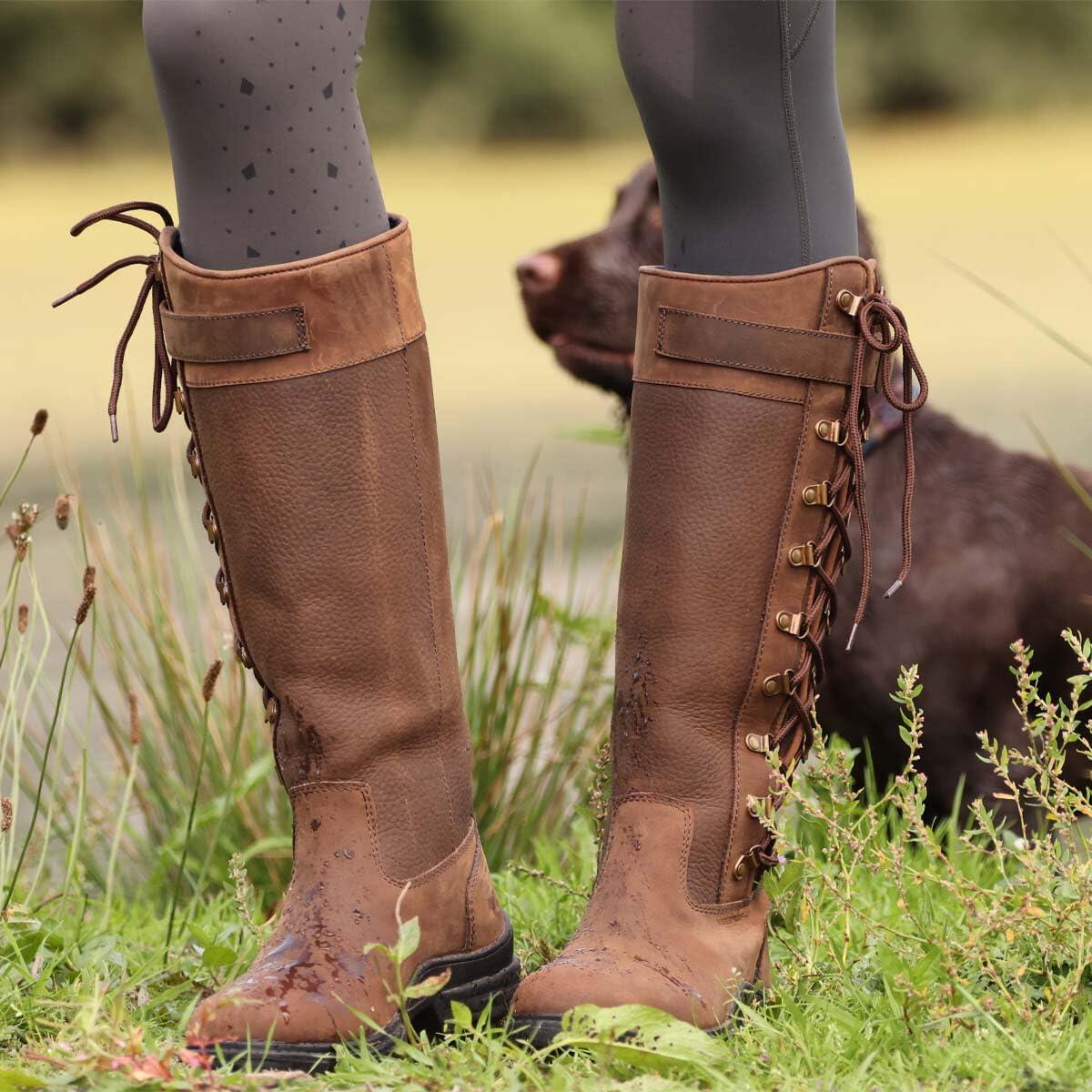 Harry Hall Long Brown Country Boots Denton Long Country Boot Wide