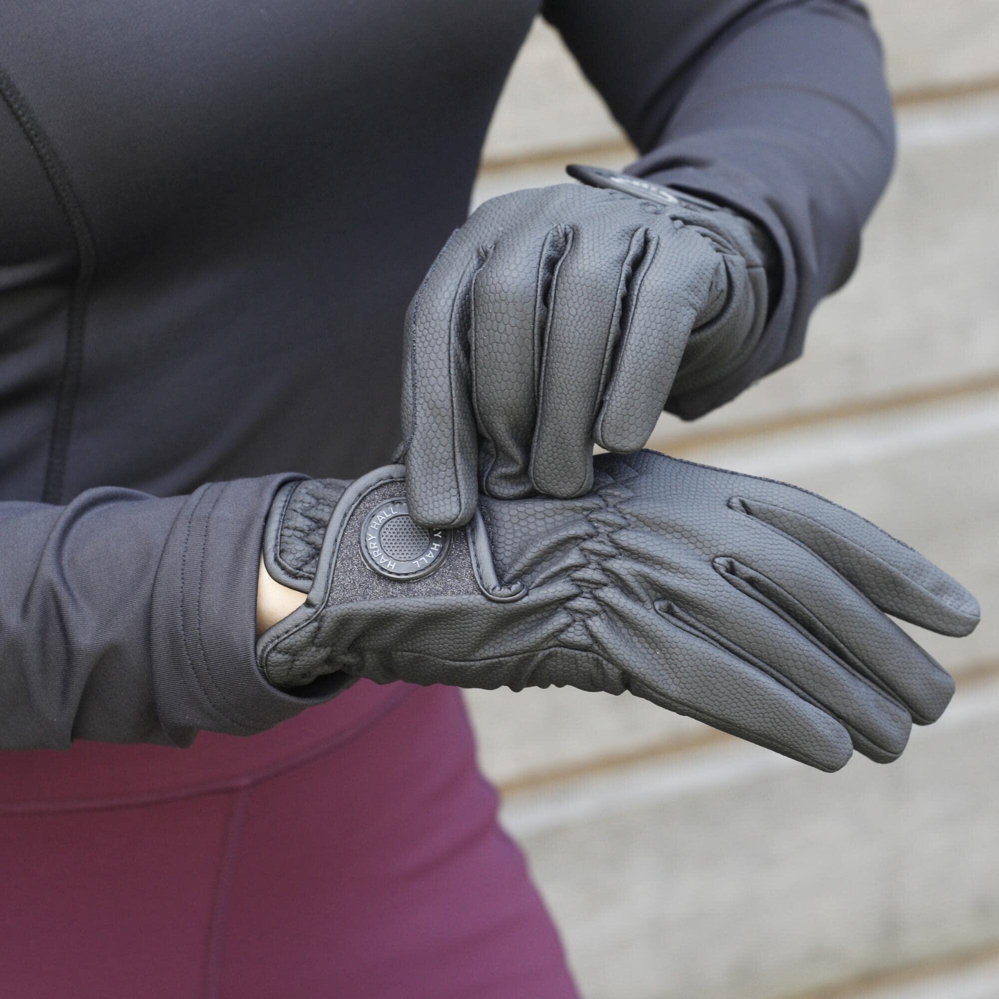 Warm fleece lined horse riding gloves HARRY HALL Decathlon