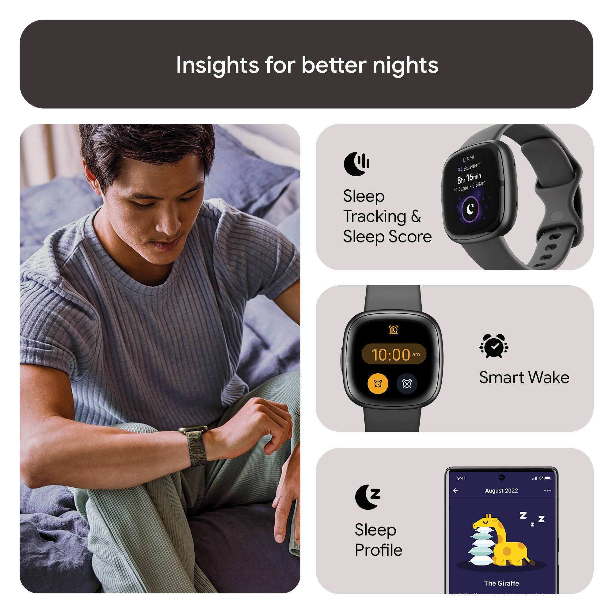 Fitbit Sense 2 Health & Fitness Watch (Shadow Grey / Graphite Aluminium) -  3