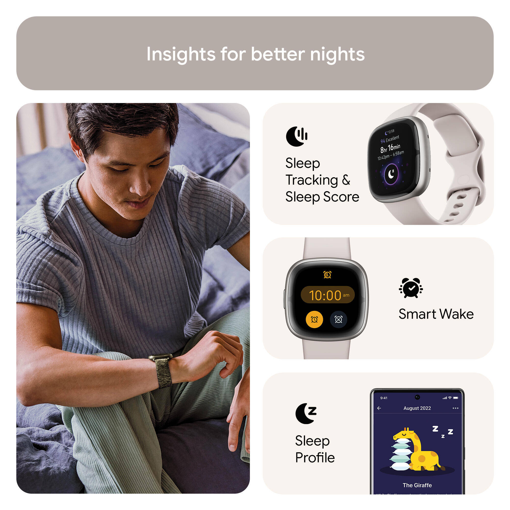 Fitbit Sense 2 Health & Fitness Watch (Lunar White / Platinum Aluminium) -  3