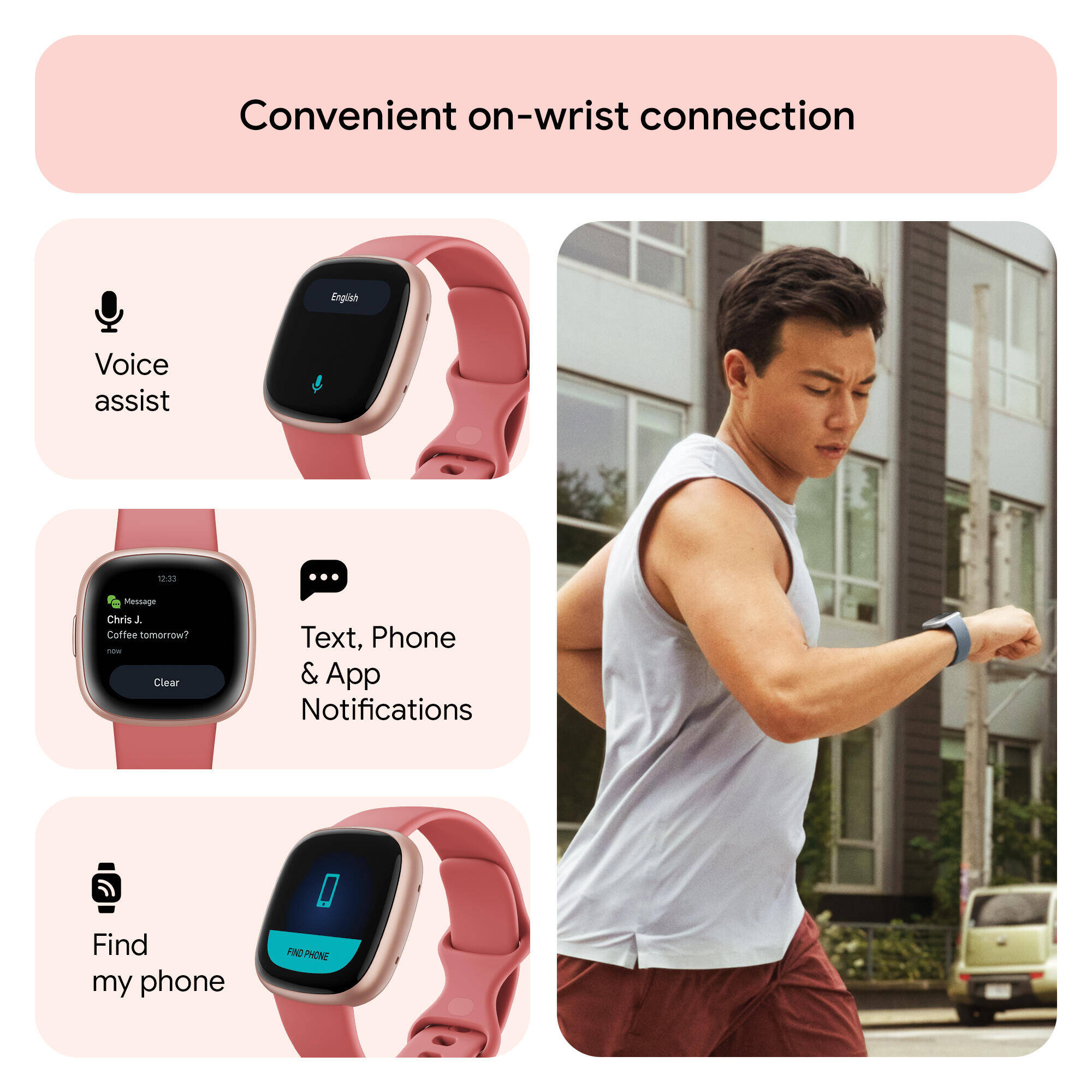 Fitbit Versa 4 Fitness Watch (Pink Sand / Copper Rose Aluminium) -  4