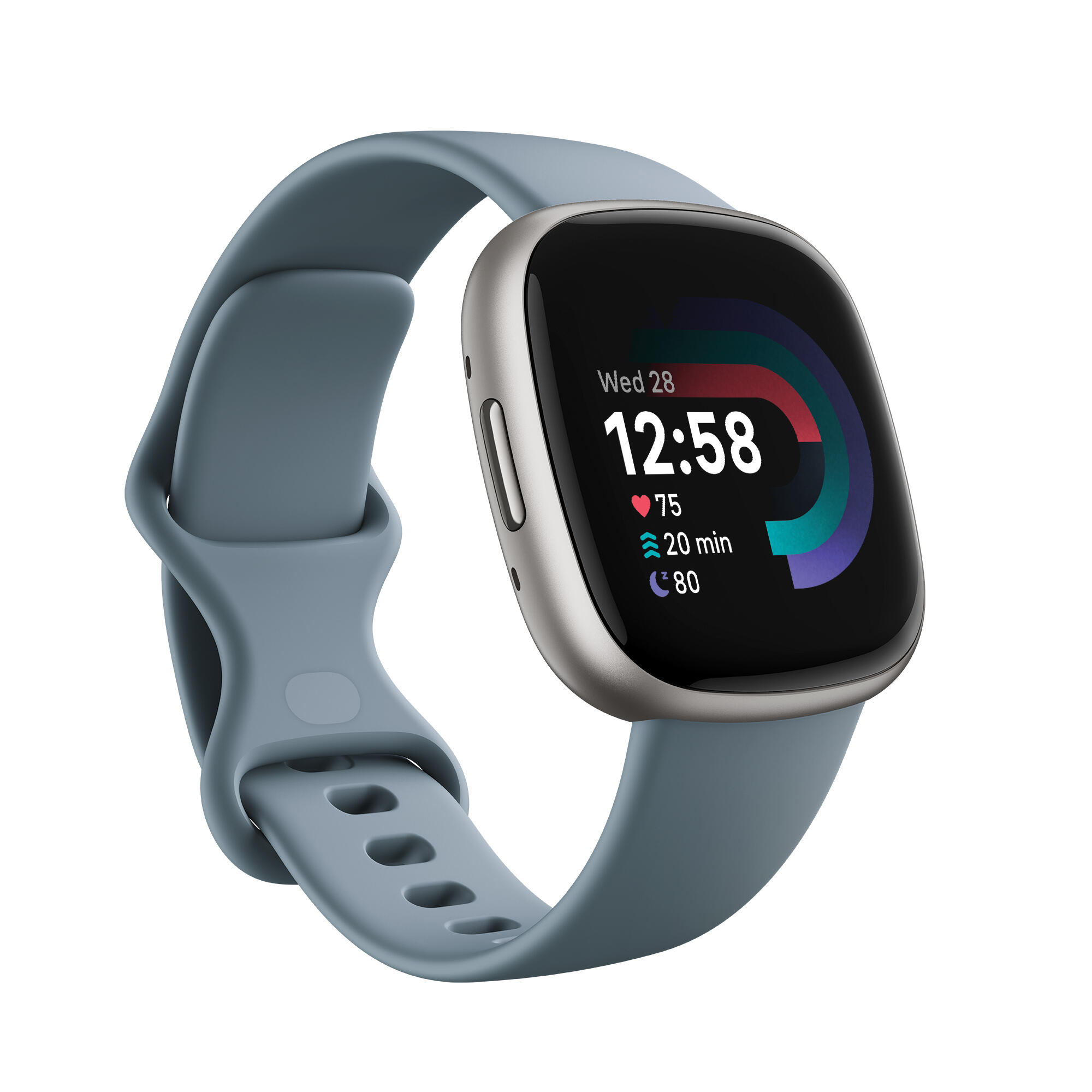 Fitbit Versa 4 Fitness Watch (Waterfall Blue / Platinum Aluminium)