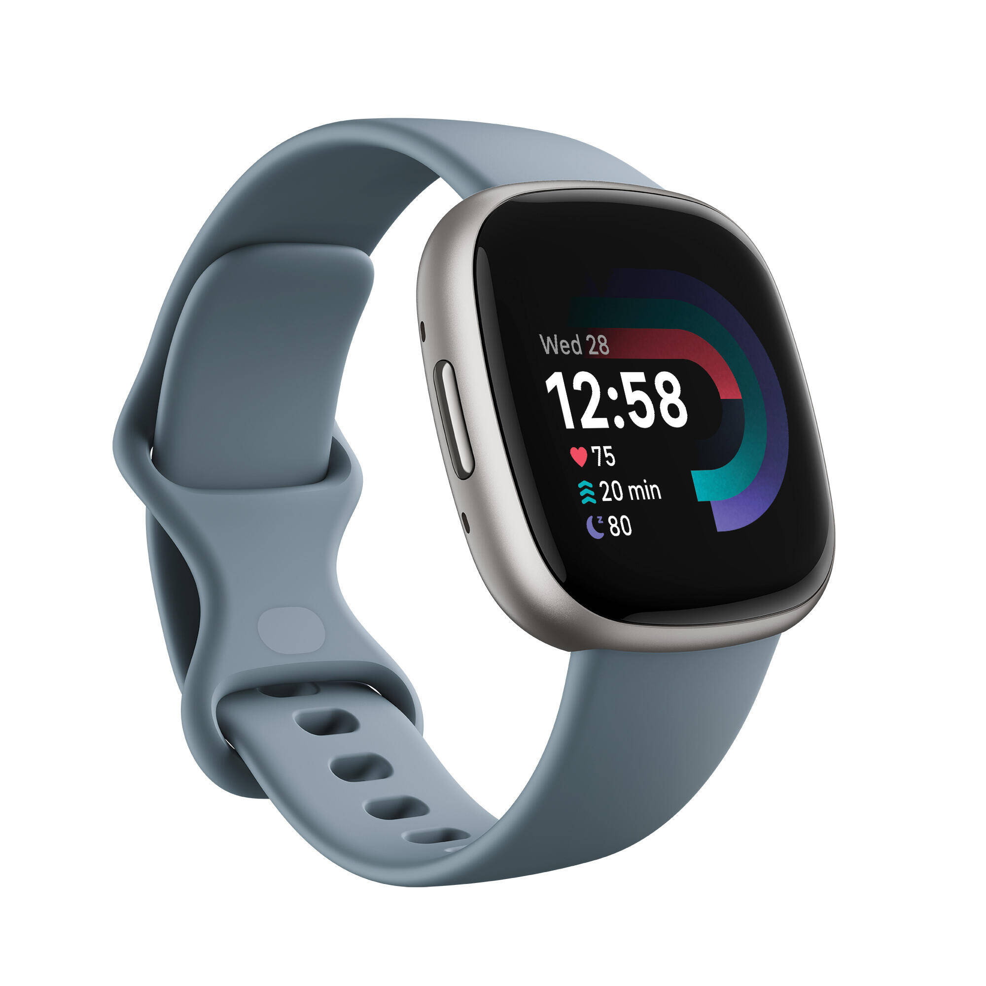 Fitbit Versa 4 Fitness Watch (Waterfall Blue / Platinum Aluminium) -  1