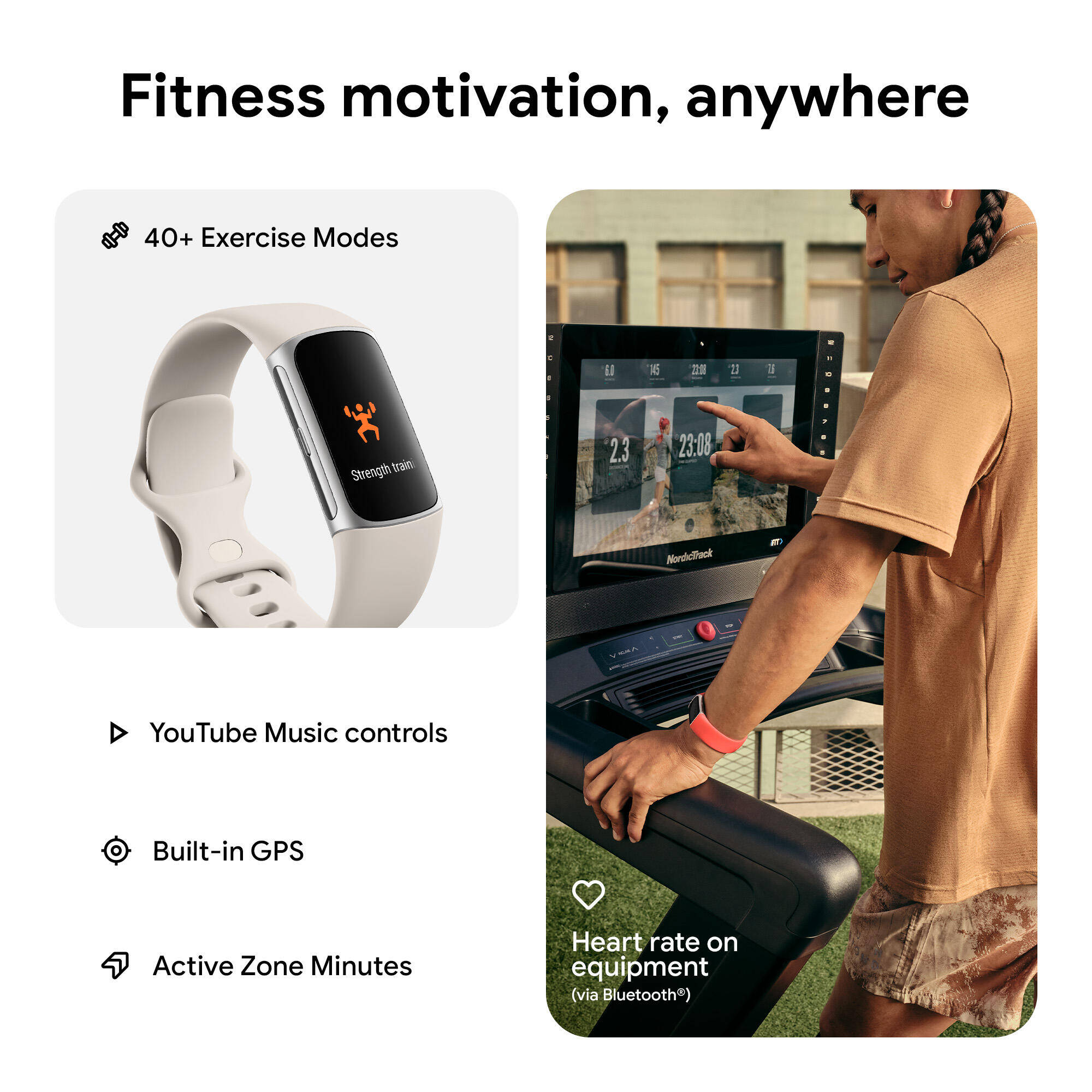 Fitbit Charge 6, Porcelain/Silver Aluminum -  3