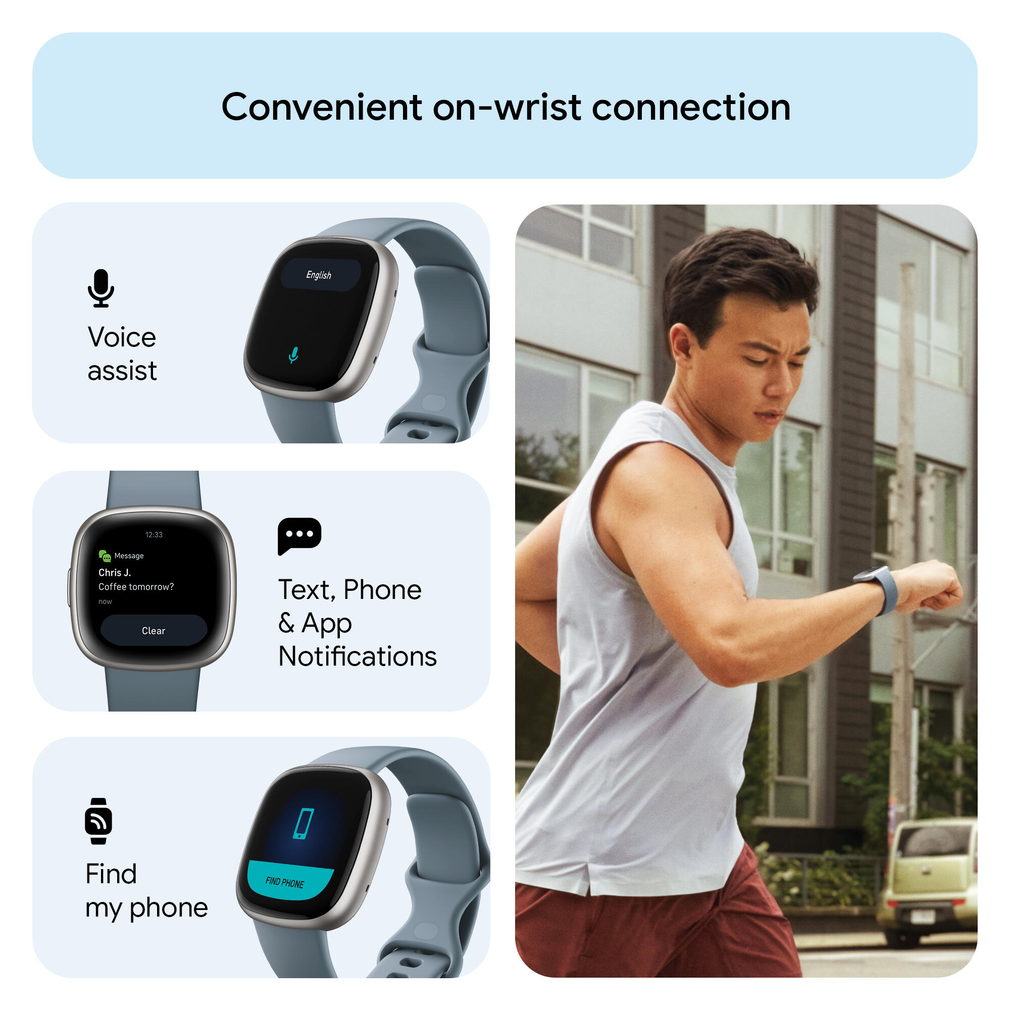 Fitbit Versa 4 Fitness Watch (Waterfall Blue / Platinum Aluminium)