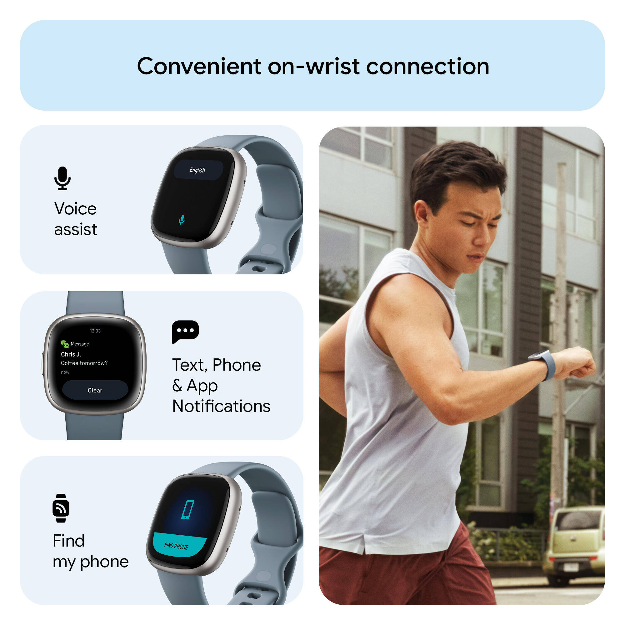 Fitbit Versa 4 Fitness Watch (Waterfall Blue / Platinum Aluminium) 