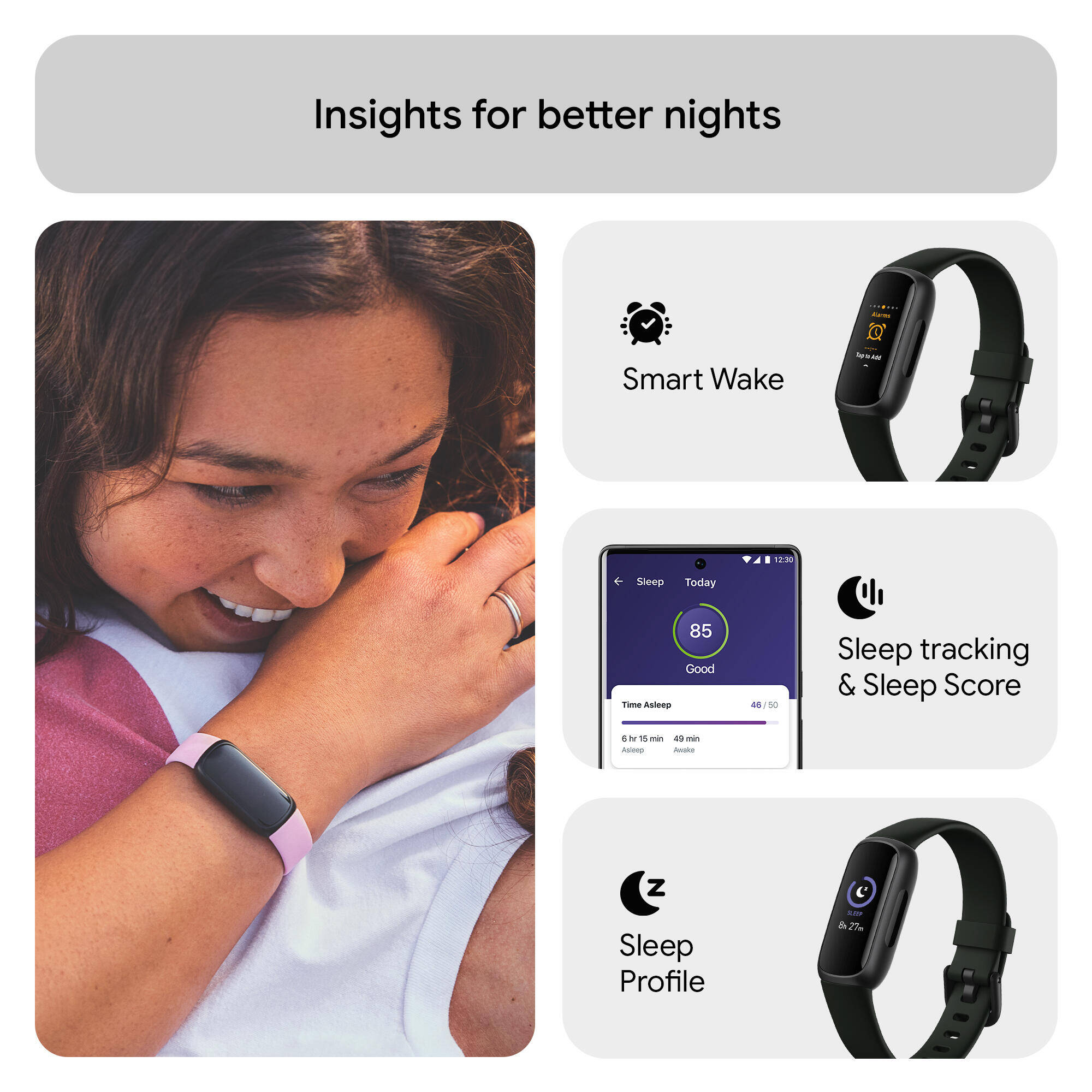 Fitbit Inspire 3 Health & Fitness Tracker (Midnight Zen / Black) -  5