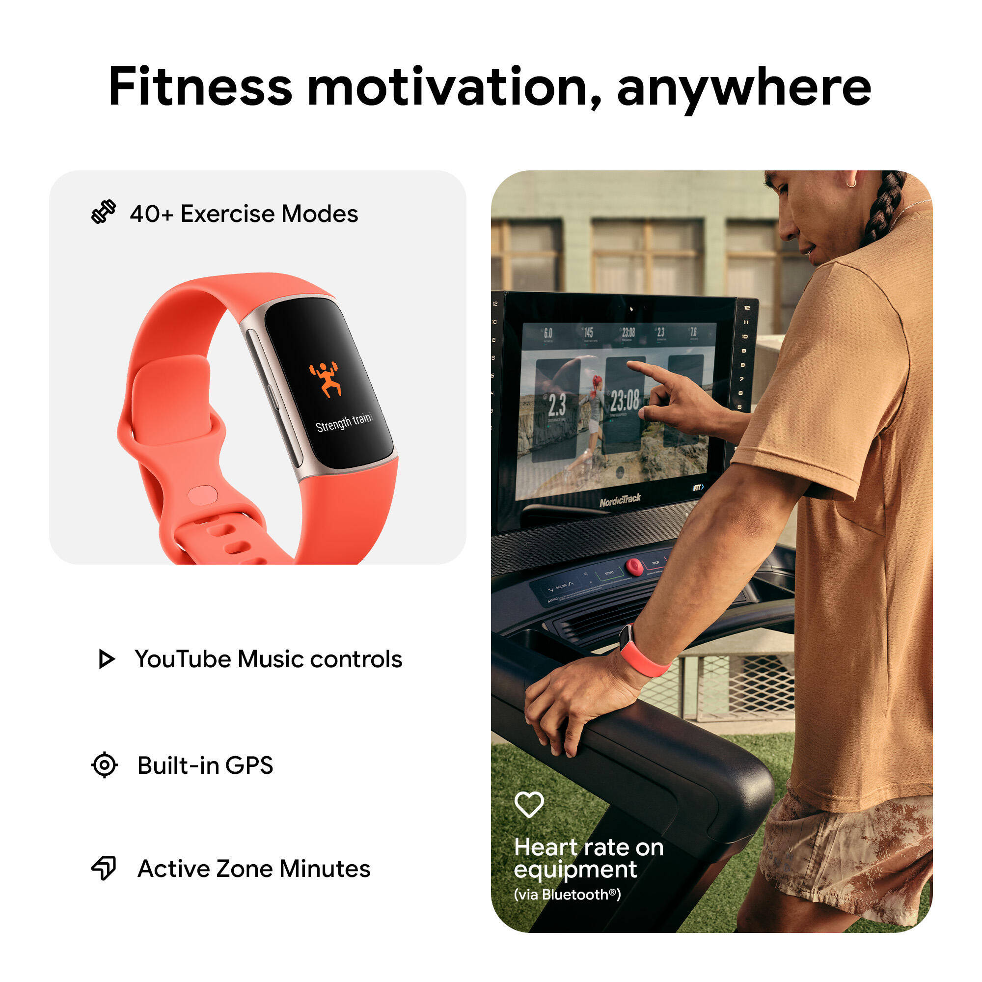 Fitbit Charge 6, Coral/Champagne Gold Aluminum -  3