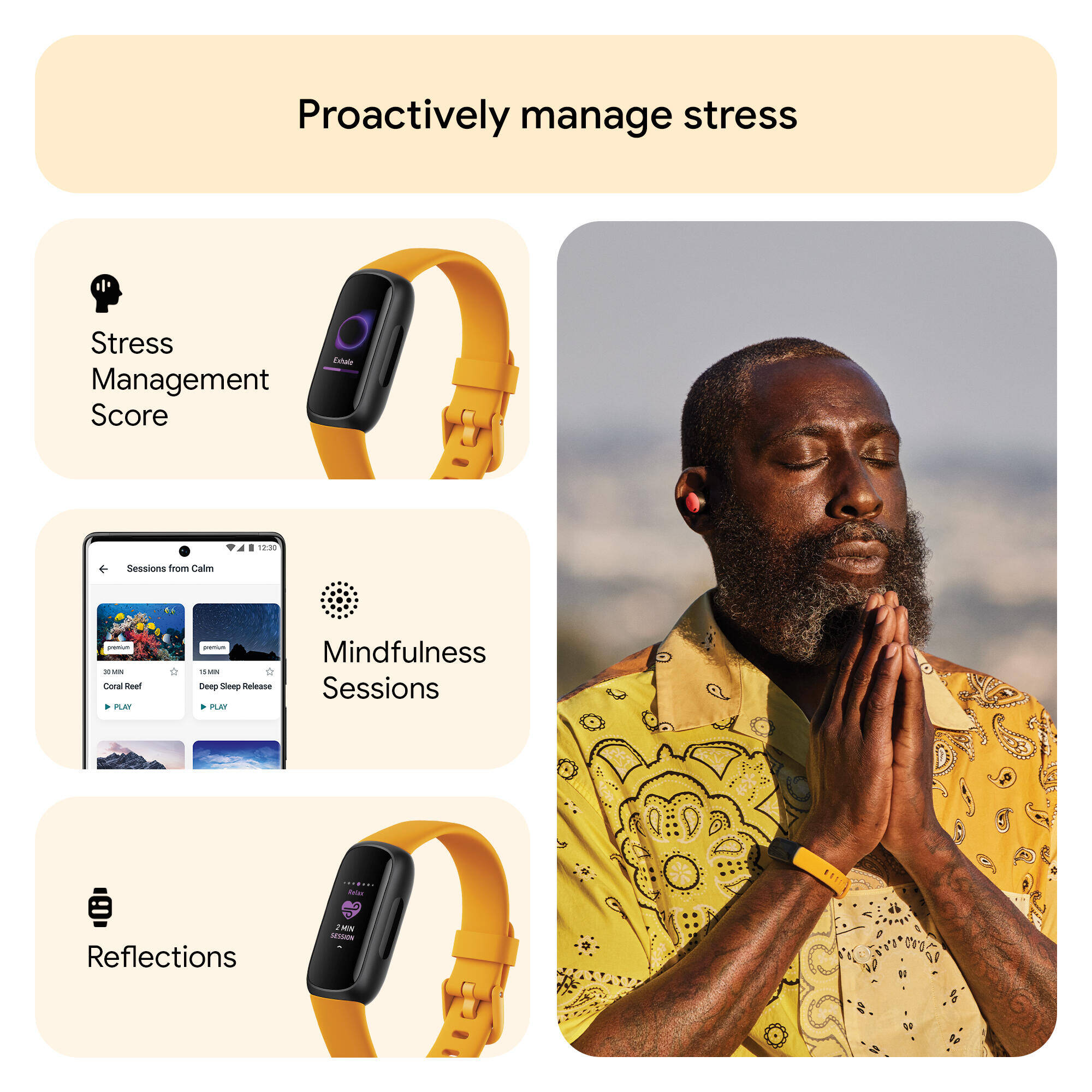 Fitbit Inspire 3 Health & Fitness Tracker (Morning Glow / Black) -  4