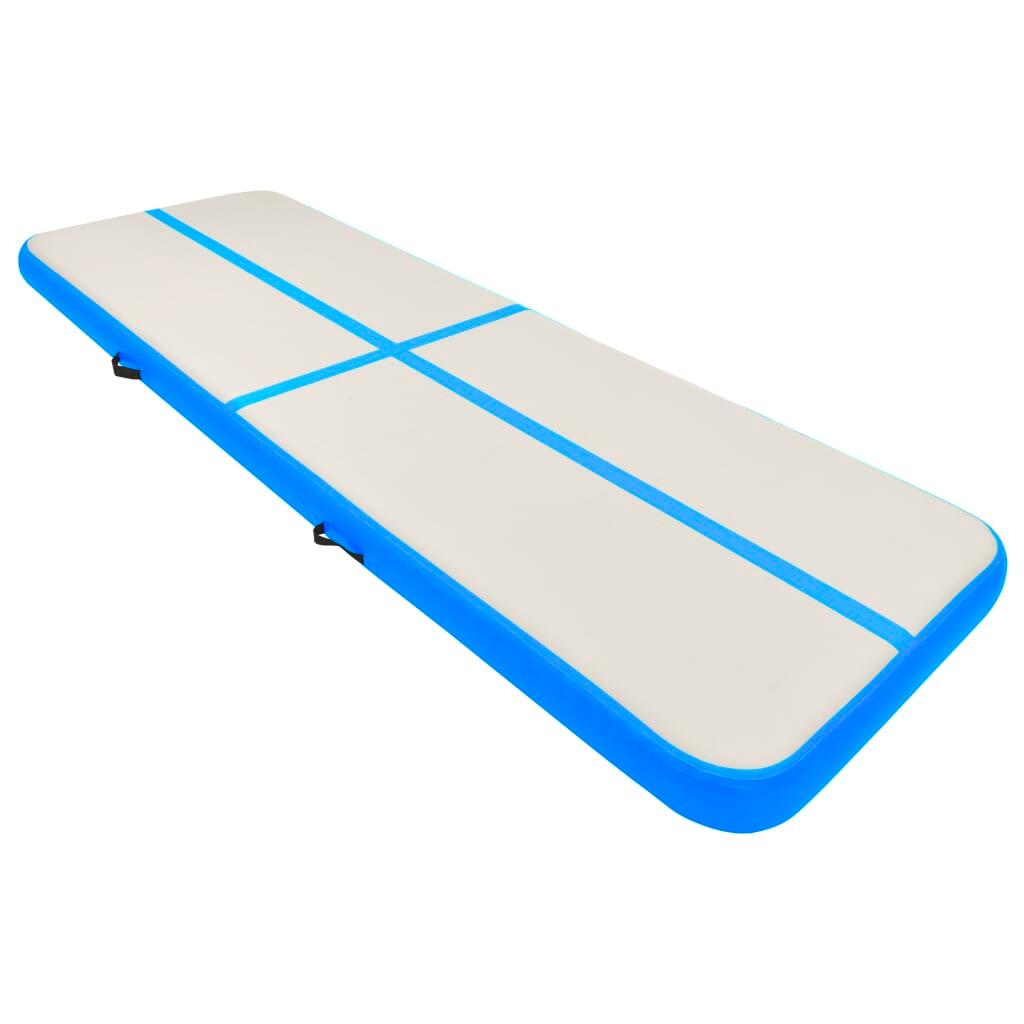 VidaXL Aufblasbare Gymnastikmatte 400x100x15 cm mit Pumpe blau/grau 2/7