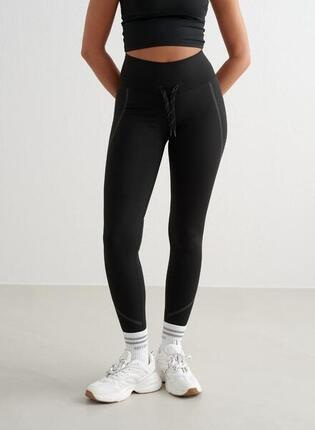 Damskie legginsy, wysoki stan, odprowadzające pot, odblaskowe, ocieplane czarne