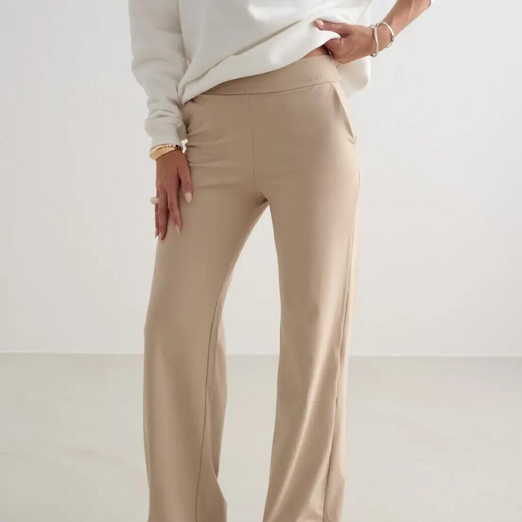 Women's Pants High-Waisted Relaxed Wide-Leg Sense Beige