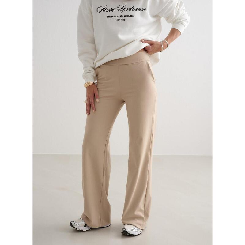 Pantalon de yoga pour femmes à jambes larges Beige