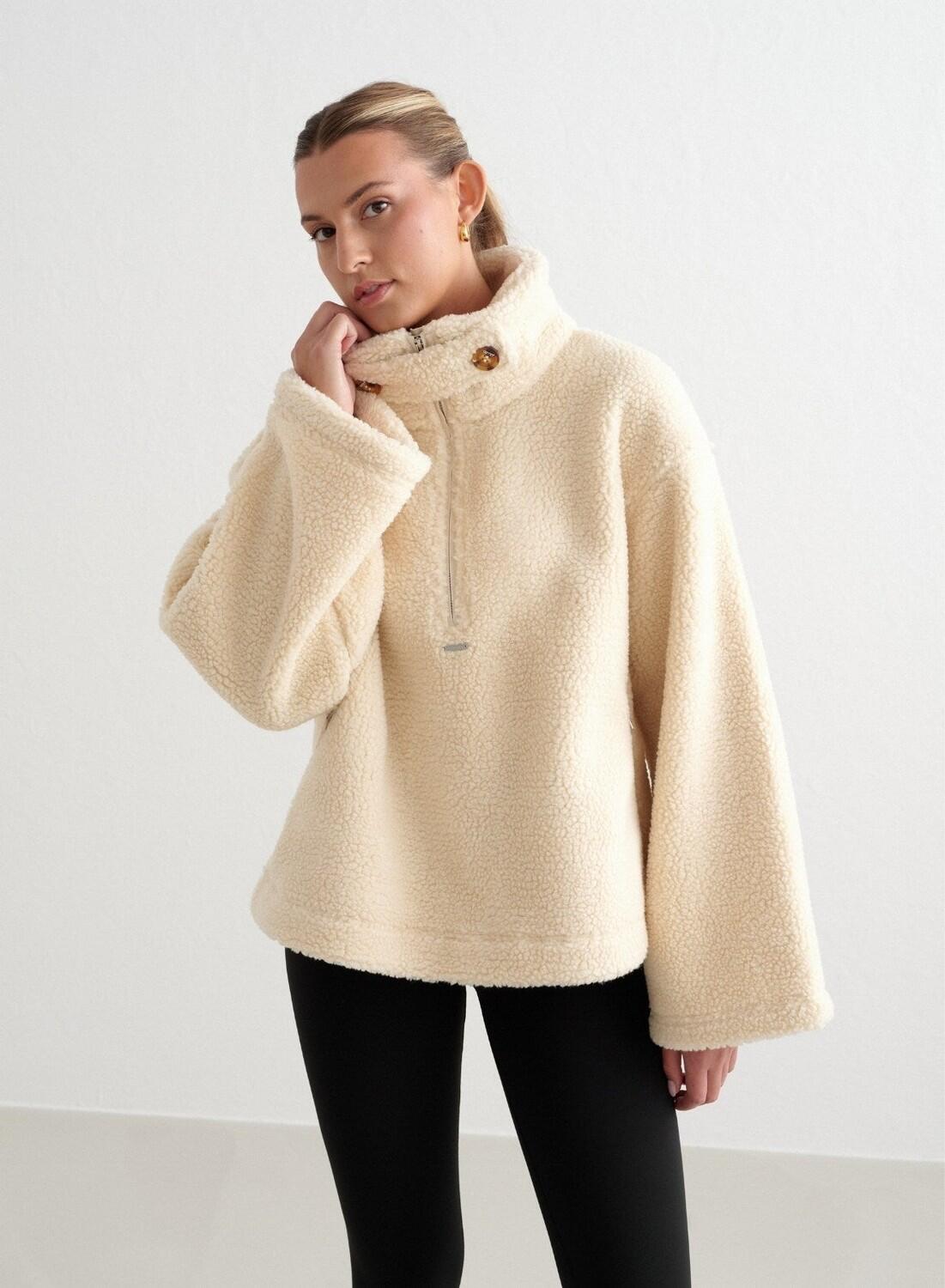 AIM'N Damen Casual Fleecejacke Pile Mandel Weiß