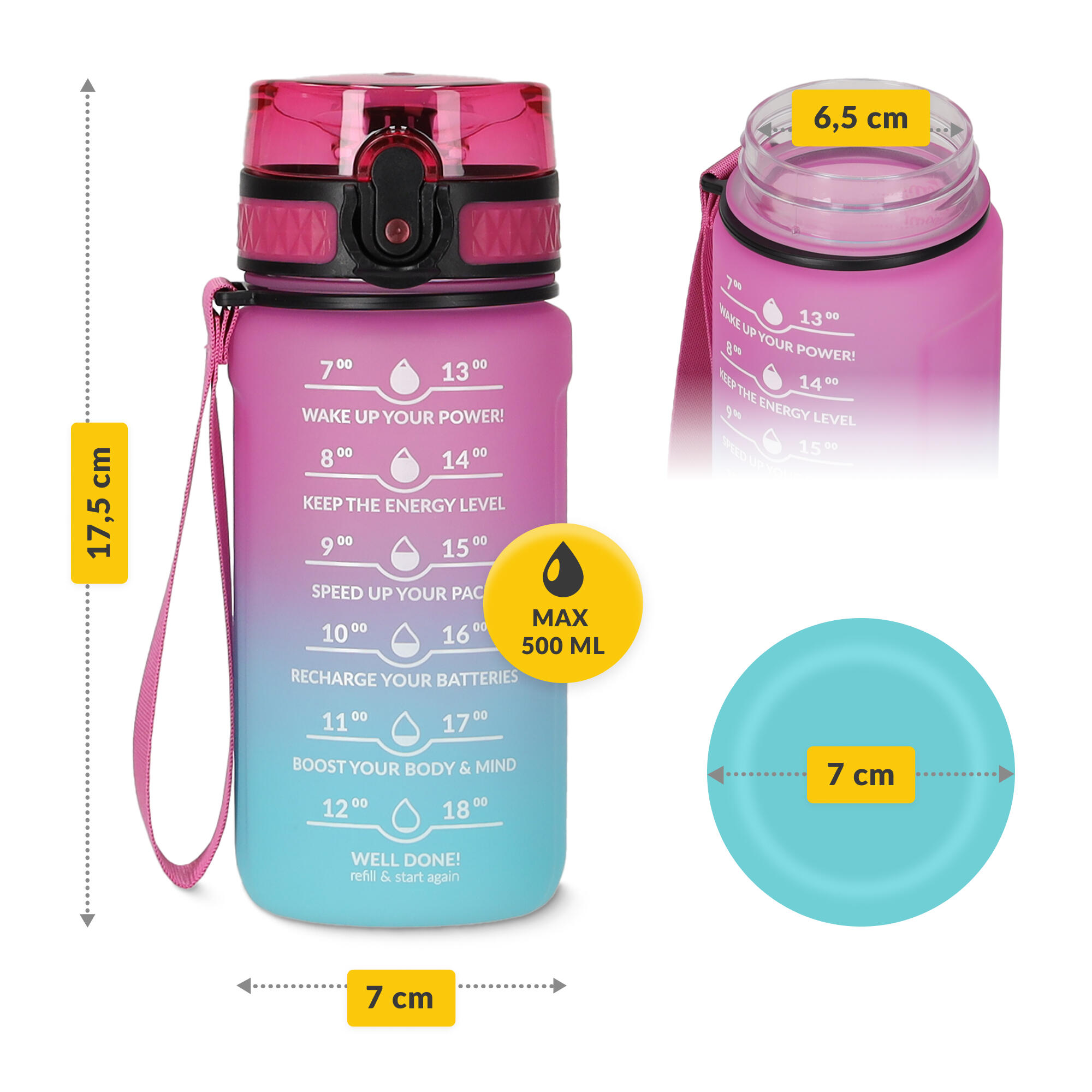 Láhev na vodu 4FIZJO, 500 ml 3/7