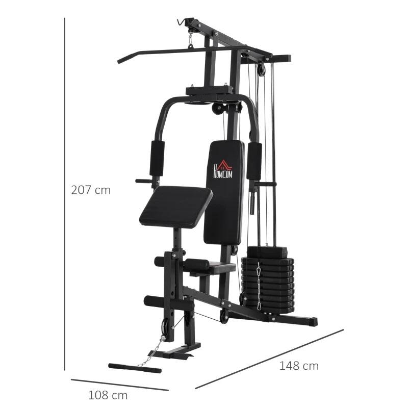 HOMCOM Stazione Fitness per Allenamento a Casa o Palestra in Acciaio 2/8
