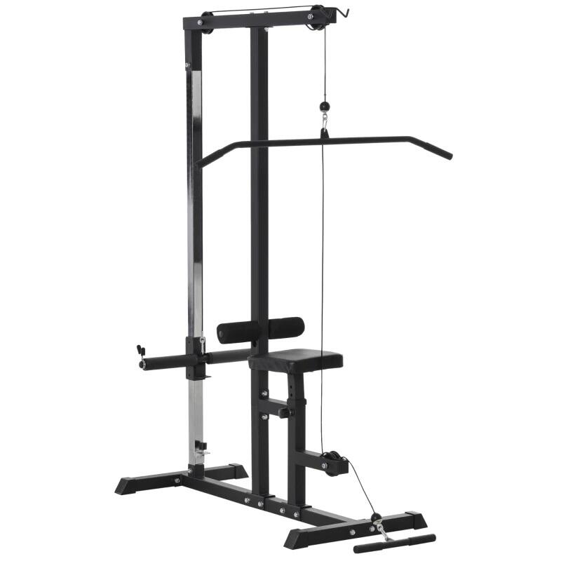 HOMCOM HOMCOM Stazione Multiuso Fitness Pull Down Panca e Cavo Regolabile in Acciaio