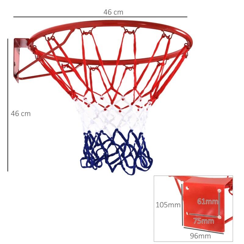 HOMCOM Rete Cerchio da Basket cerchio in metallo rete in nylon Φ46cm 2/7