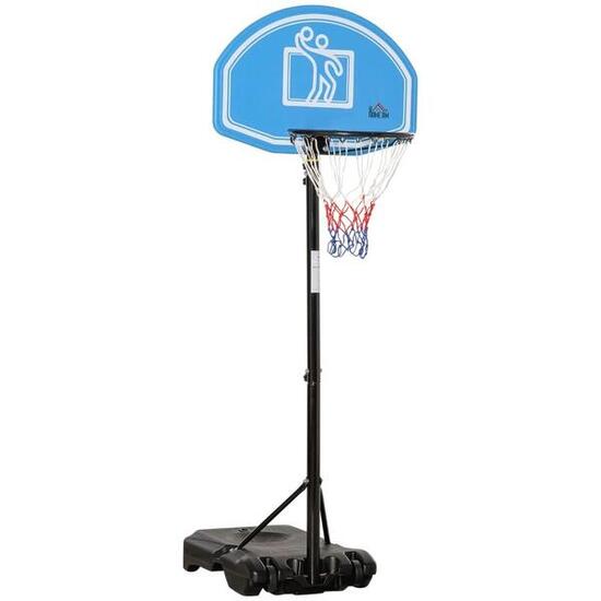 HOMCOM Canestro Basket Altezza Regolabile 195-245cm Base con Ruote e Tabellone