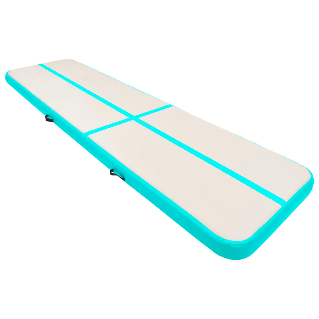 VidaXL Tapis de gymnastique gonflable avec pompe 700x100x20 cm PVC vert-gris 2/7