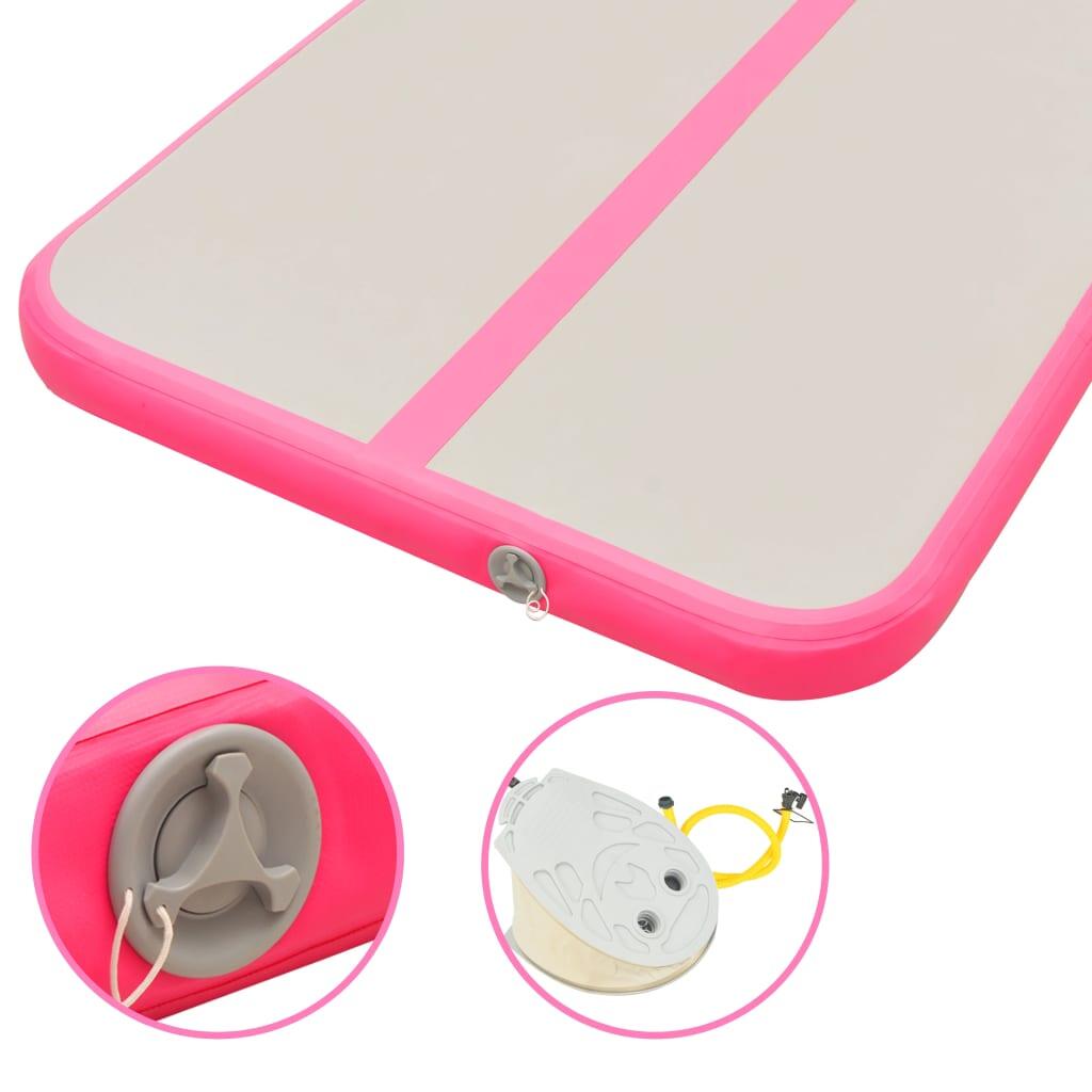 VidaXL Aufblasbare Gymnastikmatte 300x100x10 cm PVC grau-rosa mit Pumpe 7/7