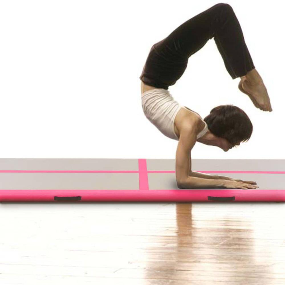 VidaXL Tapis de gymnastique gonflable 400x100x10 cm PVC gris/rose 3/7