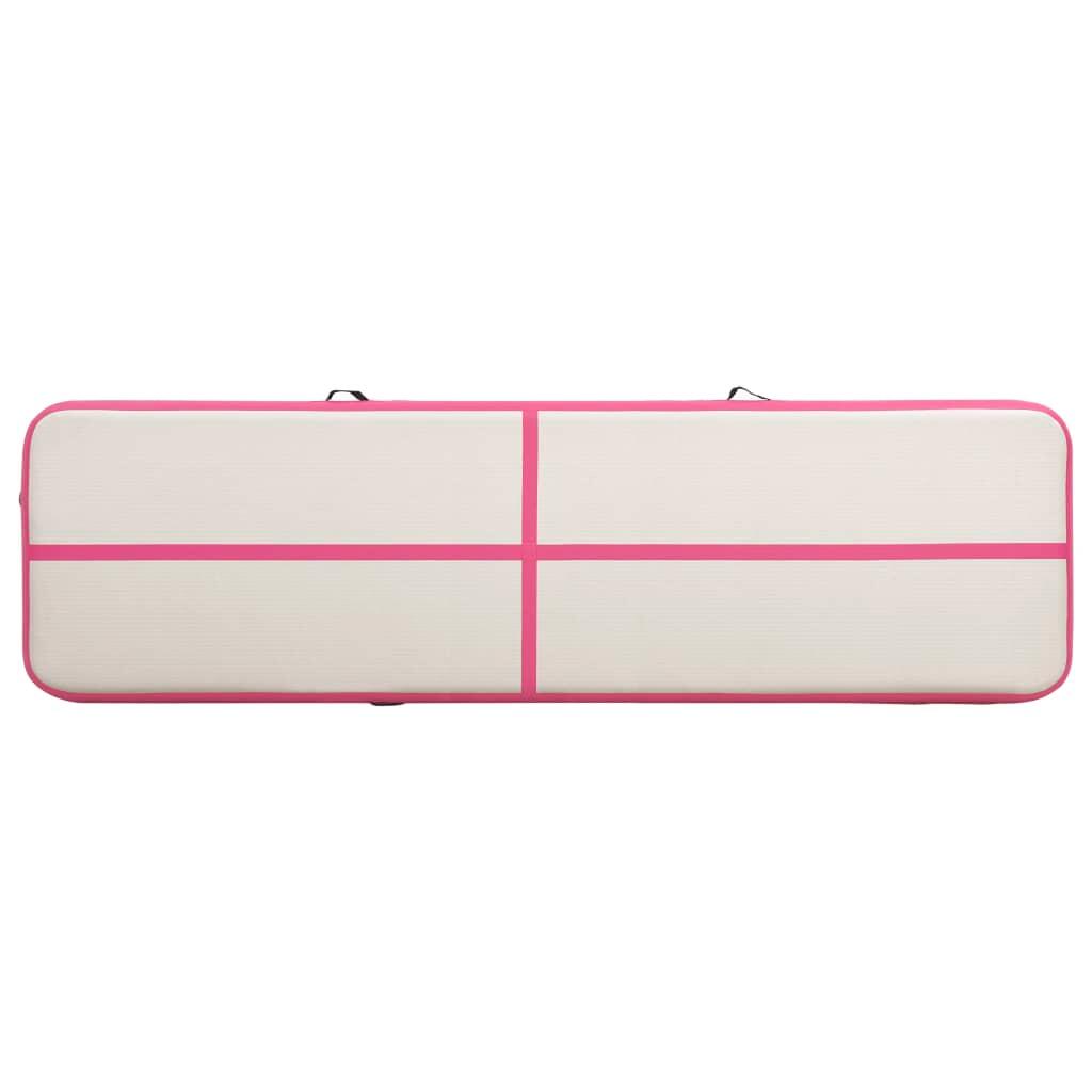 VidaXL Tapis de gymnastique gonflable 800x100x15 cm PVC rose/gris 4/7